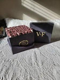 Venus Et Fleur Rose Gold Roses Eternal Square Large Flowers  Box Navy Suede