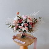 Dusty Pink Pampas grass Boho Silk Flower Bouquet, Wedding Bouquet, Bridal Bouquet, Faux Flower Bouquet