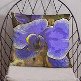 Blue orchid plant unique throw pillow, Rare orchid bouquet decorative accent, Botanical print spring pillow, Lavender orchid pot cushion