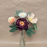 Coral, Burgundy and Peach Paper Flowers Bouquet Arrangement - Peony, English Garden Rose, Ranunculus & Sweet Peas - Gift Idea,