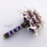 Purple Calla Lily Bouquet with French Knot Overlay, Real Touch Picasso Purple Calla Lily Bouquet, Bridal Bouquet, Calla Lily, Purple Wedding