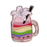 Rainbow Pearl Milk Tea Lily Flower Metal Enamel Lapel Backpack Badge Brooch Pin