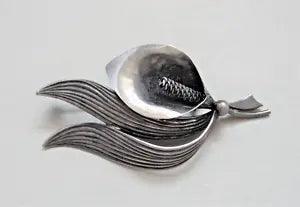 Vintage Niels Erik N.E. From Denmark Sterling Silver 925 Cala Lily Brooch Pin