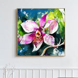 Mustique Orchid Fine Art Print, Watercolour Abstract Flower Wall Art, Exotic Teal Green Floral Canvas, Interior Design, UK artist
