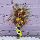 dried flower earthy grassy wedding brown natural cream color bouquet with protea