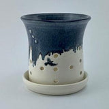 Orchid Pots in Grey Ice with Raven Decal, Please contact seller for accurate shipping charges of mulitiple items, Orchid Pot with Holes