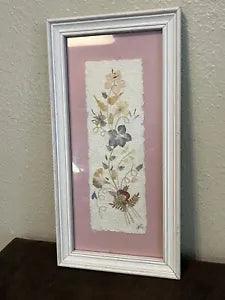 98 Vintage Wall Art Framed Pressed Dried Madagascar Flowers Handmade Signed 6X12