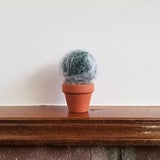 Maureen 3 - Mini Round Fluffy Crochet Cactus - Crochet Cactus, Fake Cactus, Fluffy Plant, Dark Green Cactus - Ready to Ship