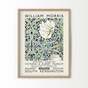 William Morris Print, Floral Wall Art, Morris Exhibition, Pimpernel Flower, Bedroom Wall Art, Gift Idea, Leaves Art Print, Green Artwork