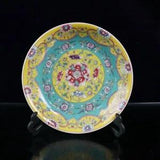 8" Collection Chinese Qing Colour Enamels Porcelain Peony Flower Plate