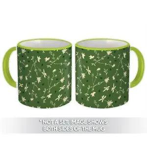 Gift Mug : Field Flower Plant Summer Leaves Greenery Pattern Carnation
