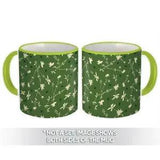 Gift Mug : Field Flower Plant Summer Leaves Greenery Pattern Carnation