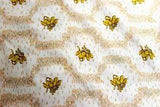 VTG 1970s Polyester Fabric Yellow Flower Lily Hexagon Pattern Sold by Half Yard
