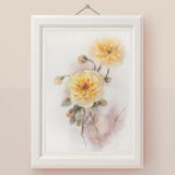 Rose painting Original watercolor art Yellow flowers wall art Floral artwork