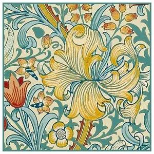 William Morris's Flower Teal Lily Detail Design Counted Cross Stitch Pattern