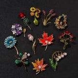 Vintage Plant Brooches For Women Elegant Flower Enamel Pin Pearl Jewelry Gift S