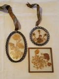 Hanging Sun Catchers Dried Botanicals Dried Flowers Under Glass - lot of 3