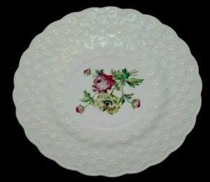 Vintage! Copeland SPODE England Ranunculus Rose White Embossed Flower Plate