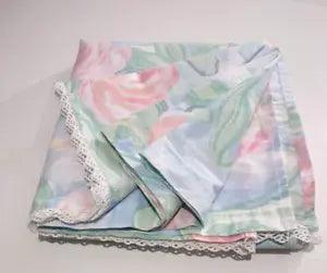 Martex Atelier Monet Water Lilies Queen Flat Sheet Lace Green Pink Blue
