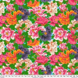 SNOW LEOPARD DESIGNS JACOBS TEMPLE GARDEN PEONY CASCADE FLORAL FABRIC 1/2 YD