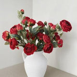 3 Head Peony Stem - High Quality Artificial Flower / Centerpieces / DIY Floral / Wedding / Home Decoration / Gifts / Red
