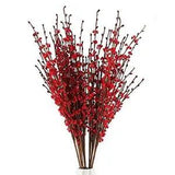 10Pcs 29.5" Long Artificial Flower Winter Jasmine Folk Pip Berry Plant Dry Red
