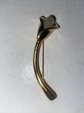 Vtg Mid-Century 3D Calla Lily Flower Gold Tone Faux Pearl Brooch pin
