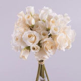 Peach Mini Roses Bouquet, Artificial Small Roses, Ceremony Bouquet, Faux Ivory Beige Roses bouquet, Silk Washable roses, Fake Pink Roses
