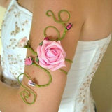 Pink rose flower vine upper arm cuff wrap  cottagecore bride bridesmaids wedding Prom fairy costume