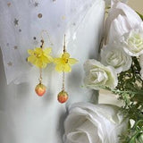 Strawberry dainty Earring | Flowers Handmade Floral Dangle Earrings for Mom| Korea Earrings