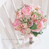Blush Pink Bouquet Rose and Tulip Wedding Bouquet Bridal Bridesmaid Bouquet Boho Wedding Spring Wedding