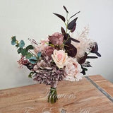 Diane Bridesmaid Posy, Dusty Mauve and Dusty Pink Bridal Bouquet, Wedding Flowers, Wedding Posy, Rose wedding bouquet, pampas rustic bouquet