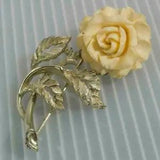 Lisner Carnation Flower Gold Tone Tone Pin Brooch Vintage