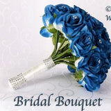 DANIELA BLUE Wedding Bouquet Package Bridal Bridesmaid Groom Boutonnieres Corsages Keepsake Bouquets Roses Silk Floral Custom Flowers