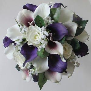 Purple Wedding Bouquet Purple Calla Lily Bouquet Purple Bouquet  Real Touch Calla Calla Lily Bridal Bouquet Wedding Bouquets