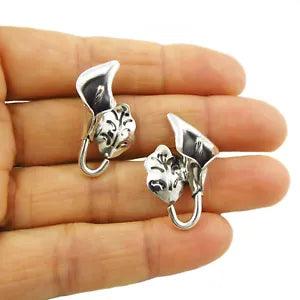 Handmade Calla Lily 925 Sterling Silver Flower Earrings for Women