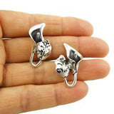 Handmade Calla Lily 925 Sterling Silver Flower Earrings for Women