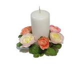 Spring Ranunculus 7" Candle Ring 4" Inside Silk Flower Pillar Taper Votive Decor