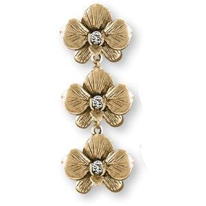 Orchid Jewelry 14k Gold Handmade Orchid Flower With Diamonds Pendant  Or5-3spg