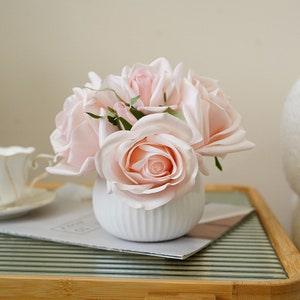 1 pcs Real Touch Rose Bouquet Artificial Wedding Bouquet Pink Bridesmaids Bridal Bouquet Wedding Centerpiece Decor Flower Arrangement