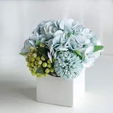 Fake Peony Flowers in Ceramic Vase,Faux Hydrangea Flower Blue Hydrangea
