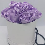 Flower Hat Box.  Eternity Silk Ribbon Roses. Satin Roses. Bouquets Roses. Home Dekor.  Wedding gifts. Birthday. Bridal Shower. In Memory.