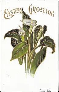 US - Easter Greetings - Flowers - Lilies - Posted - Embossed