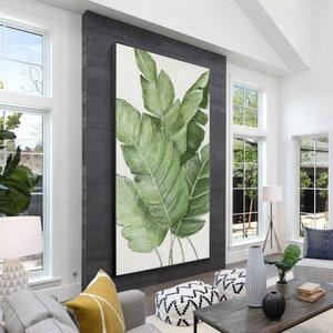 Original large canvas wall art leaves,green painting,large wall art,tropical art,green wall art,textured art,plant wall pictures,Cheerpaint