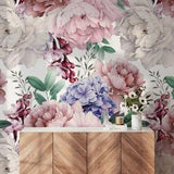 Peel and Stick Mural Watercolor Peony Bouquet Nursery Wallpaper Flowers Large Scale Mural Floral Wallpaper