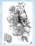 peony flower bats large 8.25" temporary tattoo fake tattoos removable