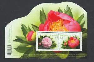 PEONY = flowers = Cool shape Souvenir Sheet = MNH Canada 2008 #2260