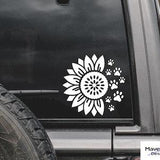 Dog Paw Print Sunflower Car Decal, Sunflower Vinyl Decal, Paw Print Decal, Car Decal, Sunflower Decal, Car Window Decal, Back Window Decal