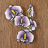 Purple and White Orchid Stem Ceramic Mosaic Tile  (3.5"x3")