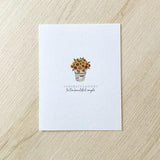Sunflower wedding card - fall floral wedding card - minimal wedding card - minimal engagement card